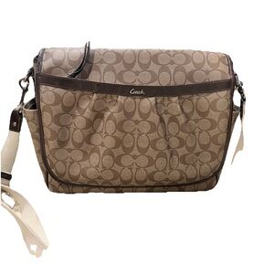 COACH Signature Canvas Messenger Diaper Laptop Bag Brown Tan